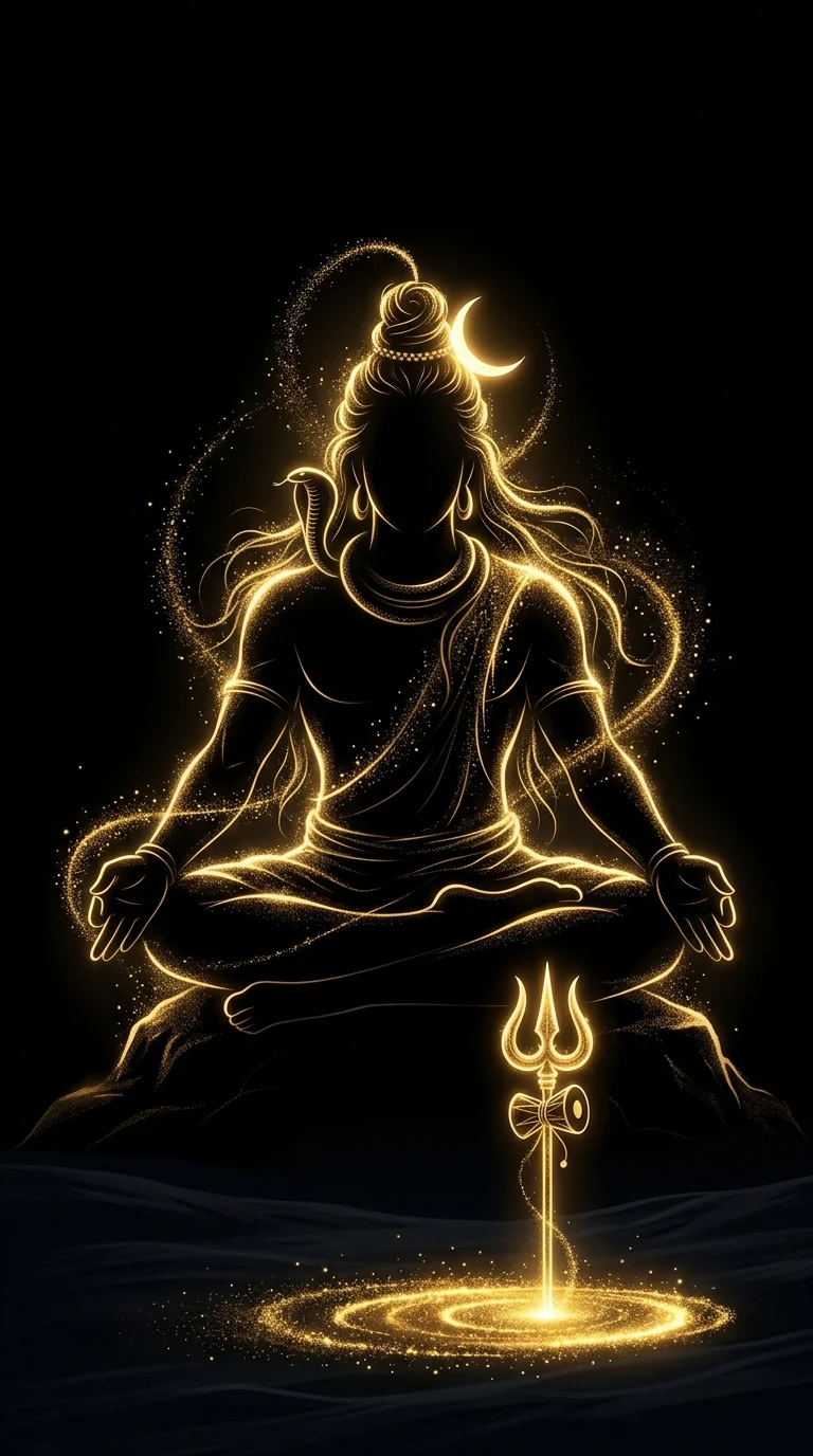 Download Abstract Silhouette of Lord Shiva in Glowing Gold Light Particles Wallpaper in 4K UHD Abstract Silhouette of Lord Shiva in Glowing Gold Light Particles - Free 8K and 4K mobile Wallpaper Background