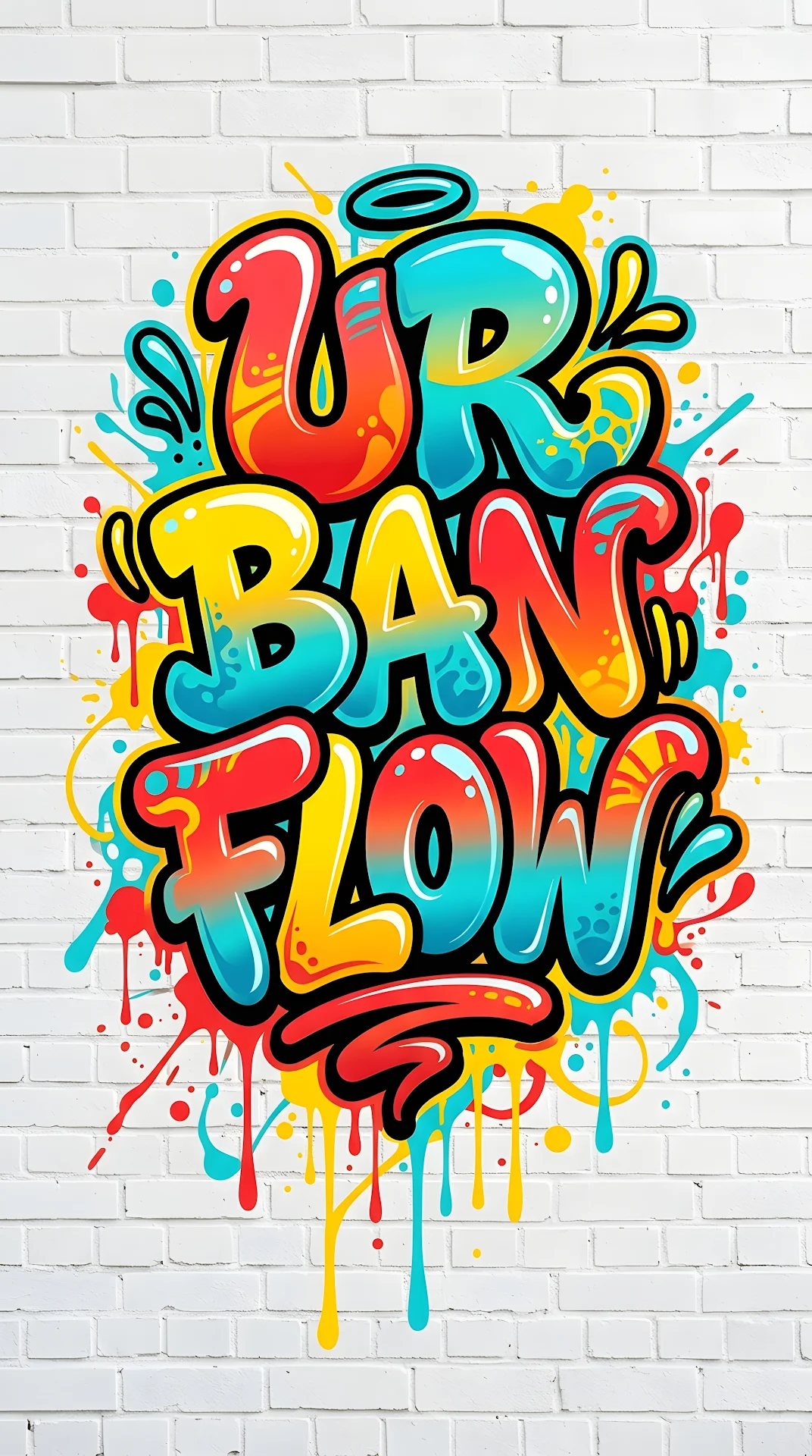 Abstract Street Art Graffiti on Distressed White Brick - Free 4K mobile Wallpaper