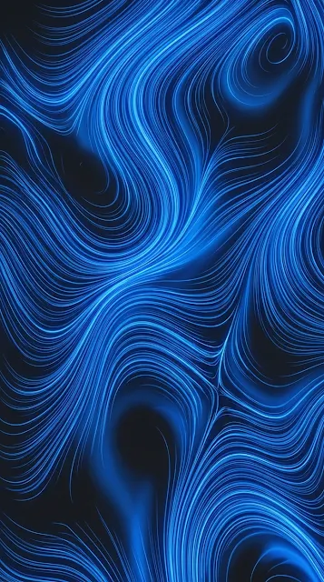 Abstract Swirling Blue Fiber Lines Dynamic Digital Art - Free 4K & 8K mobile Wallpaper