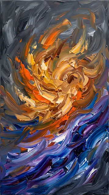 Abstract Swirling Brushstrokes with Warm and Cool Tones - Free mobile Wallpaper