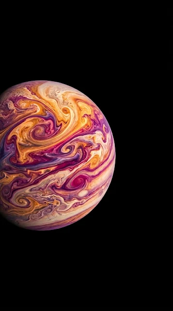 Abstract Swirling Colorful Ink Planet on Pure Black Wallpaper - Free 4K & 8K mobile Wallpaper