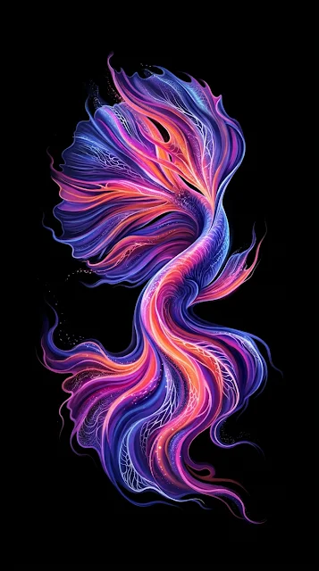 Abstract Swirling Colorful Paint Silhouette like Betta Fish Fin Wallpaper - Free 4K & 8K mobile Wallpaper