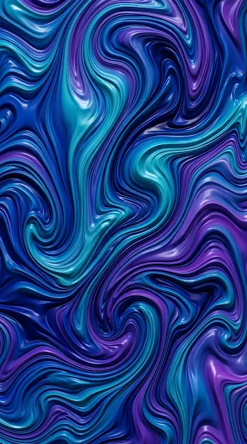 Abstract Swirling Fluid Patterns in Blue Teal and Purple - Free 4K & 8K mobile Wallpaper