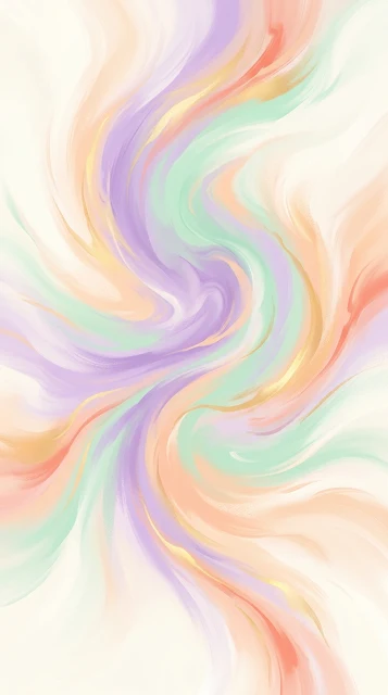 Abstract Swirling Pastel Dreamscape in Lavender Mint and Peach - Free 4K & 8K mobile Wallpaper