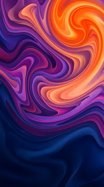 Abstract Swirling Shapes with Orange to Deep Purple Gradients - Free mobile Wallpaper