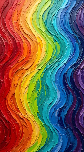 Abstract Textured Rainbow Waves Illustration - Free mobile Wallpaper