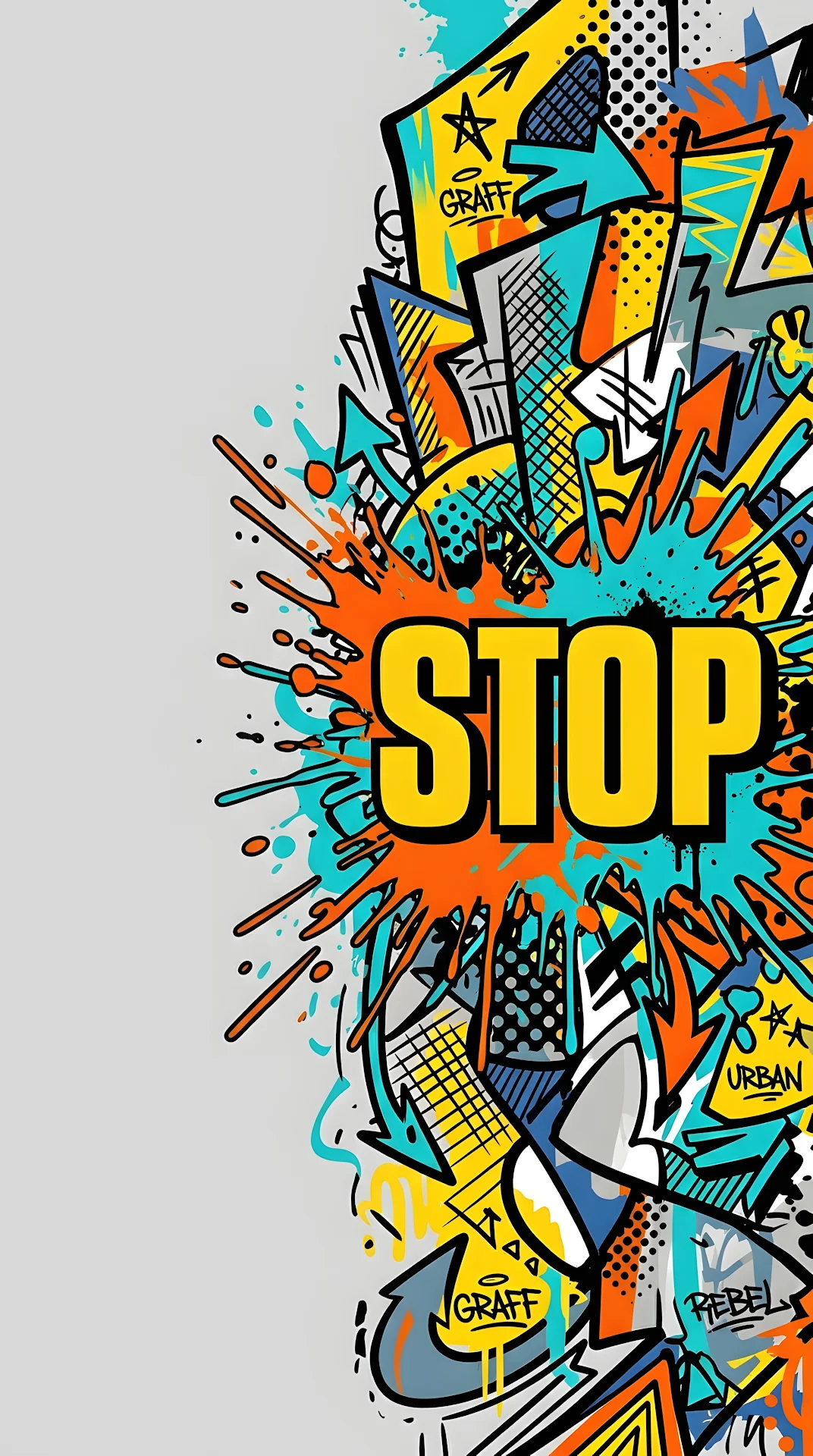 Abstract Urban Graffiti Art with 'Stop' Typography - Free 4K mobile Wallpaper