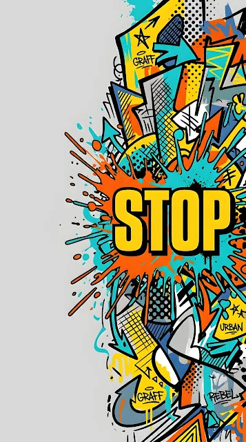 Abstract Urban Graffiti Art with 'Stop' Typography - Free mobile Wallpaper