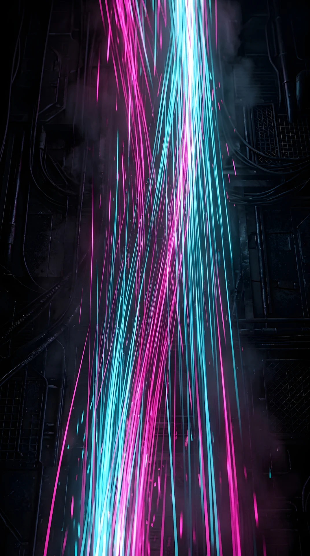 Abstract Vertical Energy Light Streaks on Dark Background with Pink and Blue - Free 4K mobile Wallpaper