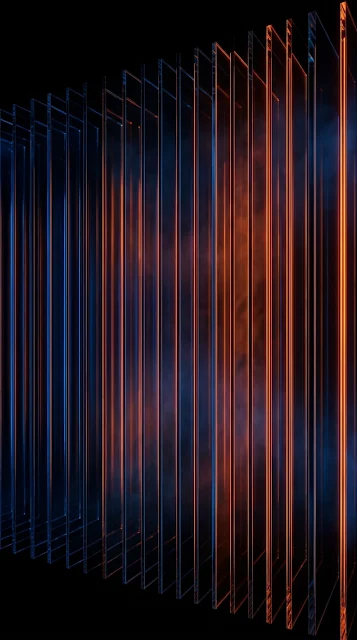 Abstract Vertical Light Fins with Orange and Blue Gradients - Free 4K & 8K mobile Wallpaper