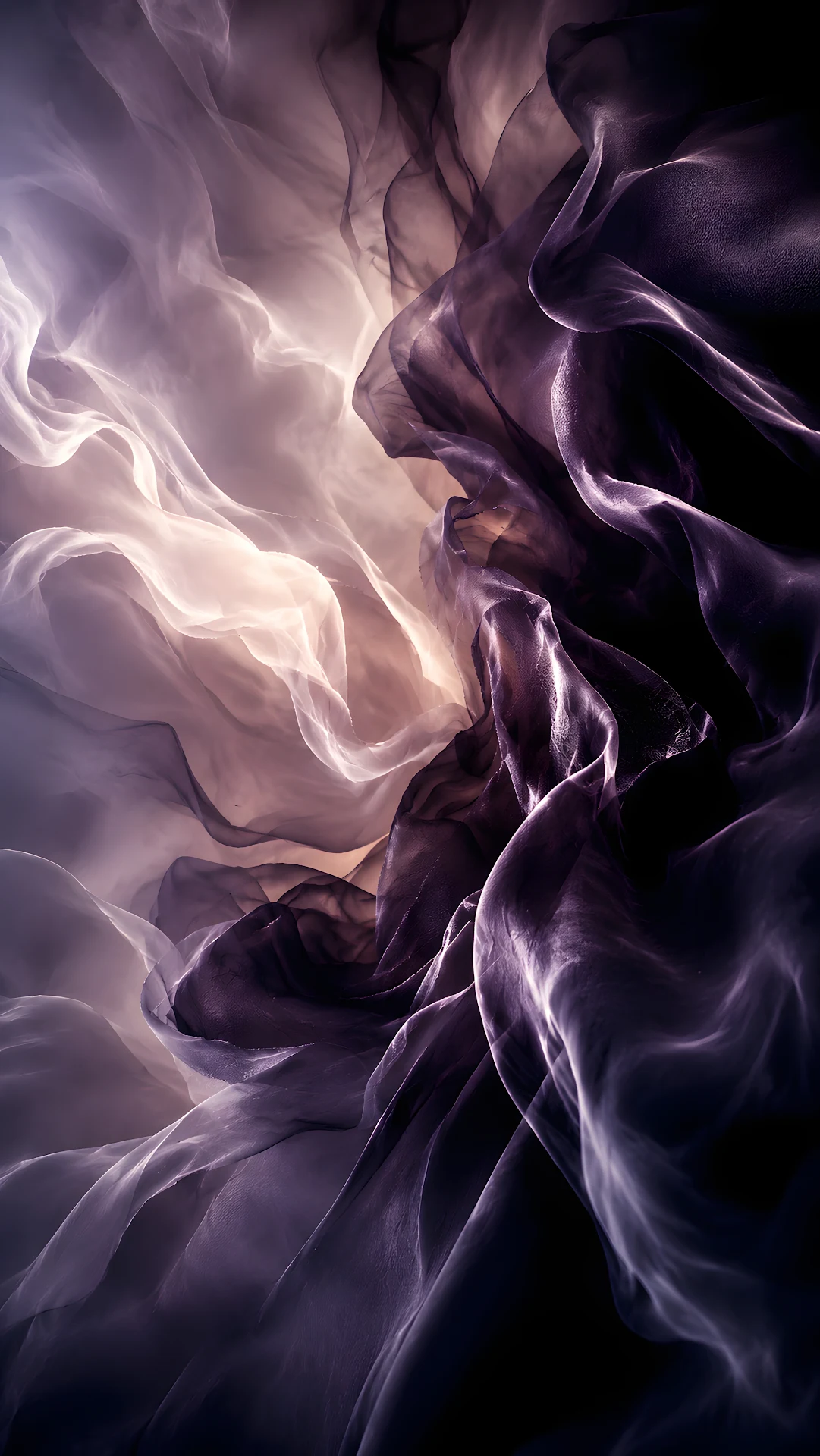 Abstract Waves of Flowing Translucent Dark Purple Silk Fabric - Free 4K mobile Wallpaper