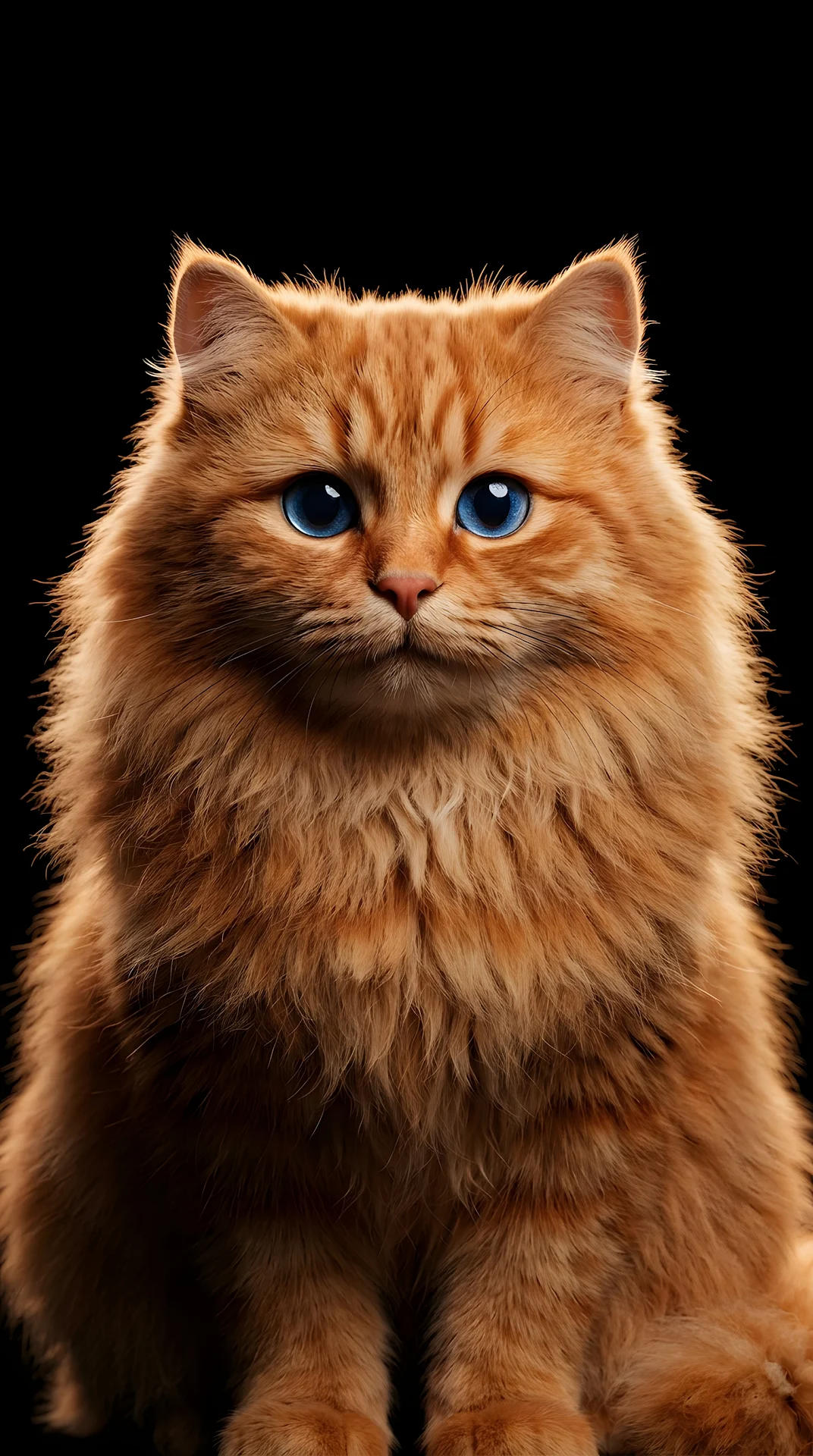 Adorable Fluffy Orange Ginger Cat 3D Character Portrait - Free 4K mobile Wallpaper