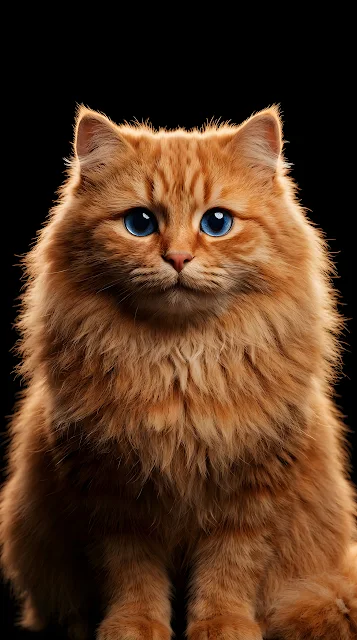 Adorable Fluffy Orange Ginger Cat 3D Character Portrait - Free mobile Wallpaper
