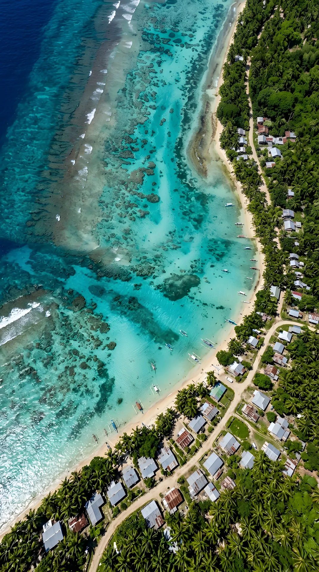 Aerial View of Tropical Beach with Turquoise Water and Lush Greenery - Free 4K mobile Wallpaper