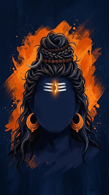 Aesthetic Abstract Digital Painting of Hindu Deity Lord Shiva - Free 4K & 8K mobile Wallpaper