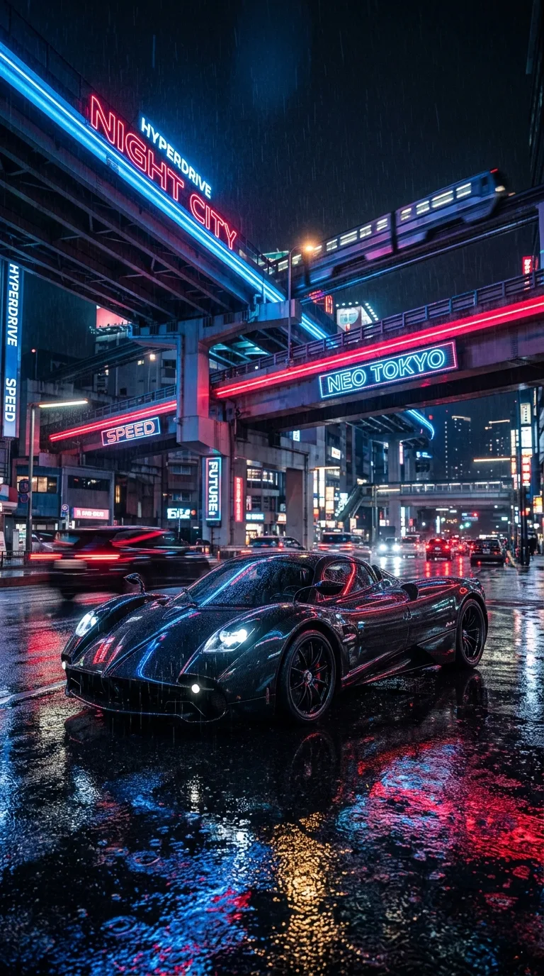 Download Black Hypercar Neon City Rain Aesthetic Wallpaper Wallpaper in 4K UHD Black Hypercar Neon City Rain Aesthetic Wallpaper - Free 8K and 4K mobile Wallpaper Background