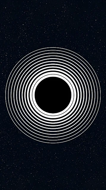 Black and White Black Hole with Concentric Rings Illustration - Free mobile Wallpaper