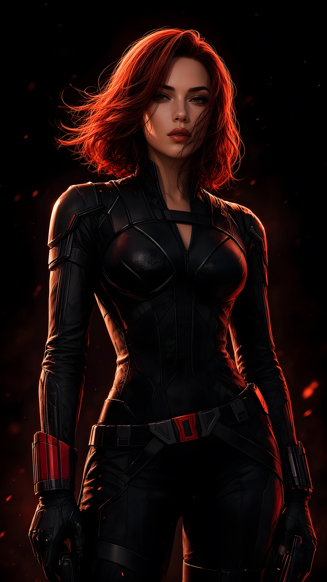 Black Widow Tactical Armor Red Lighting 4K - Free 4K mobile Wallpaper
