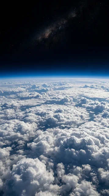 Breathtaking High-Altitude View of Earth Curved Horizon and Atmosphere - Free 4K & 8K mobile Wallpaper