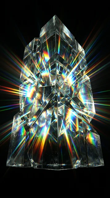 Brutalist Glass Monolith with Internal Prismatic Light Refraction - Free 4K & 8K mobile Wallpaper