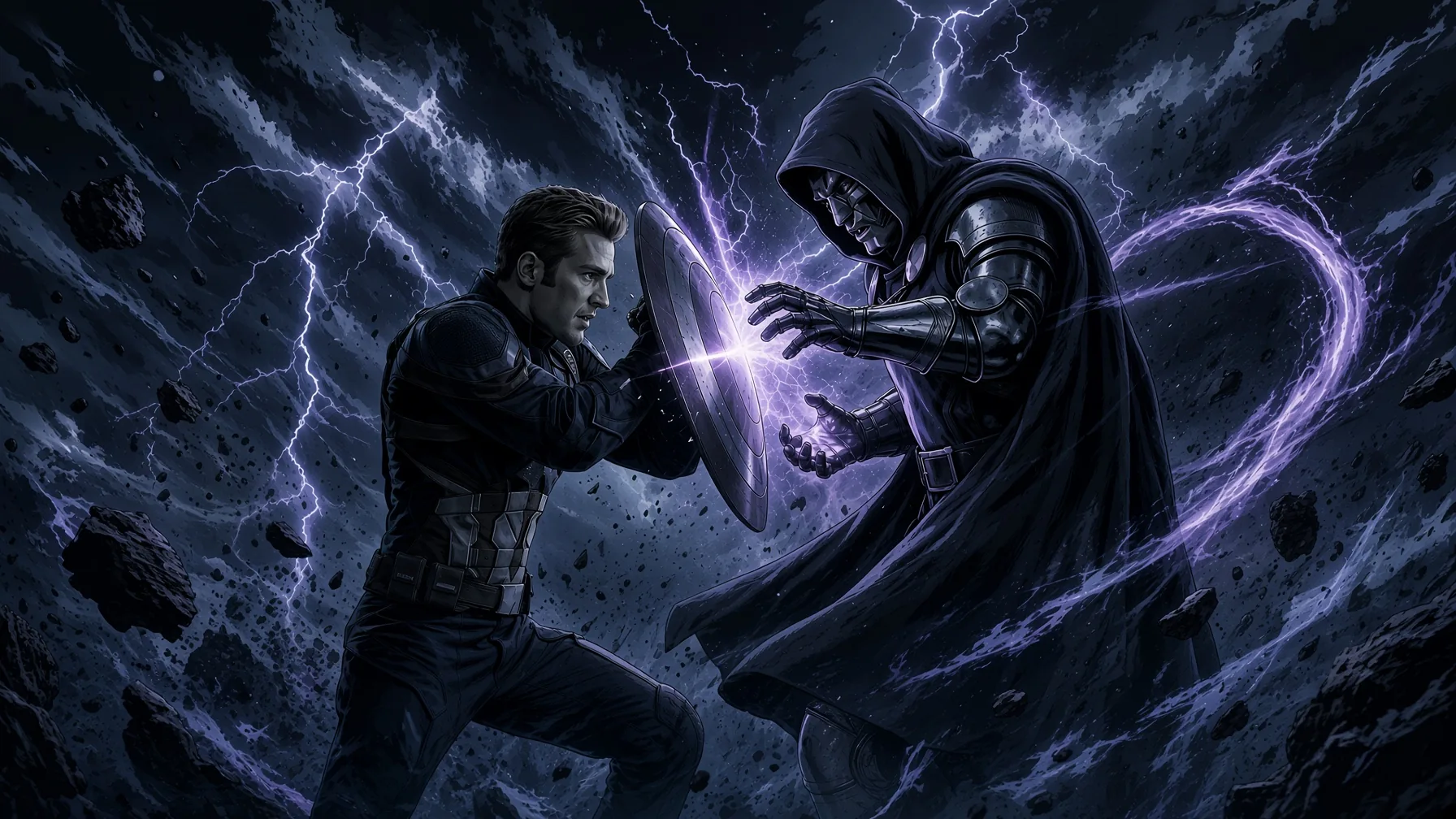 Captain America vs Doctor Doom Lightning 4K - Free 4K desktop Wallpaper