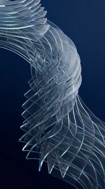 Cascading Iridescent Glass Panels on a Deep Blue Gradient - Free 4K & 8K mobile Wallpaper