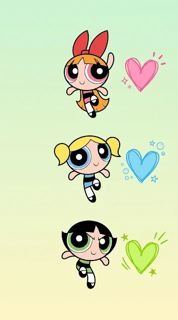 Charming Pastel Green and Yellow Pattern of Classic Cartoon Heroines - Free 4K & 8K mobile Wallpaper