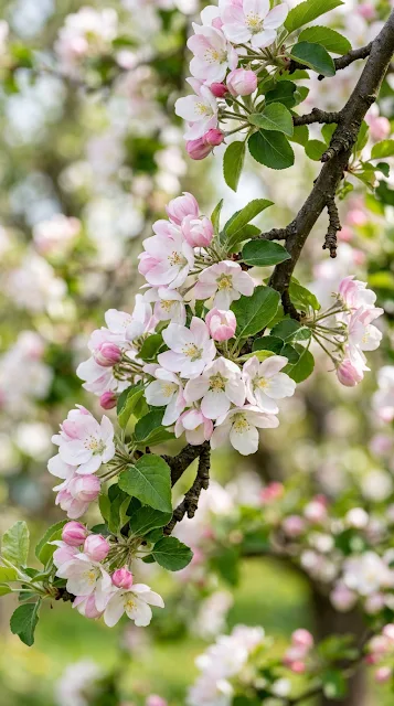 Close-Up of Apple Tree Blossoms with Spring Bokeh - Free 4K & 8K mobile Wallpaper