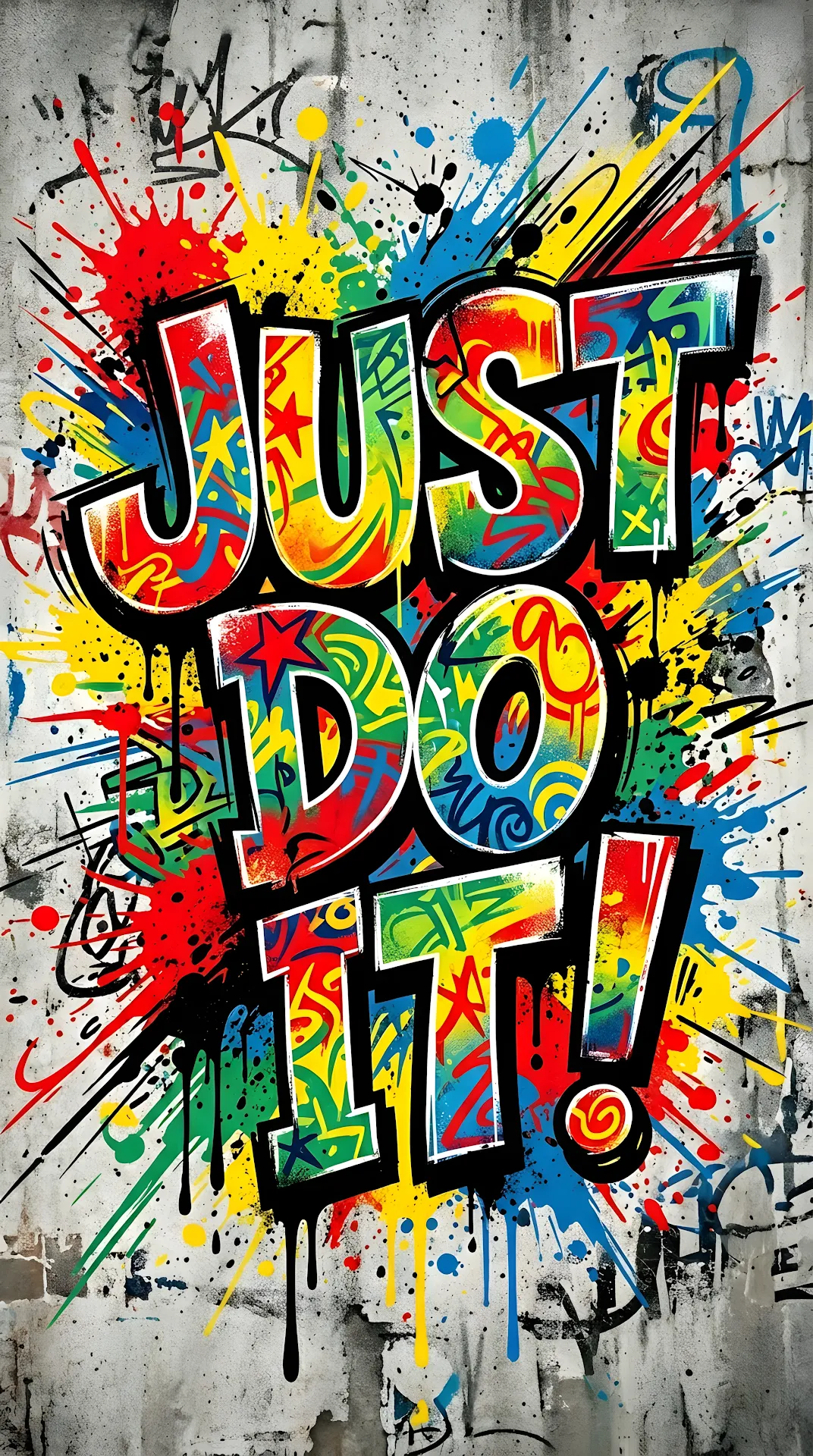 Colorful Graffiti Style Typography of Slogan Just Do It! - Free 4K mobile Wallpaper