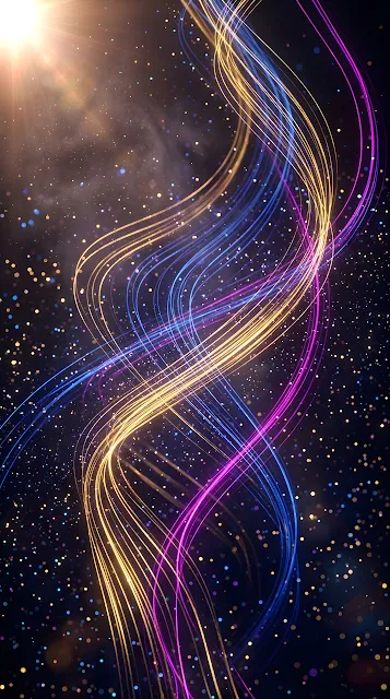 Curving Neon Fiber Optic Light Trails with Shimmering Colorful Bokeh - Free mobile Wallpaper