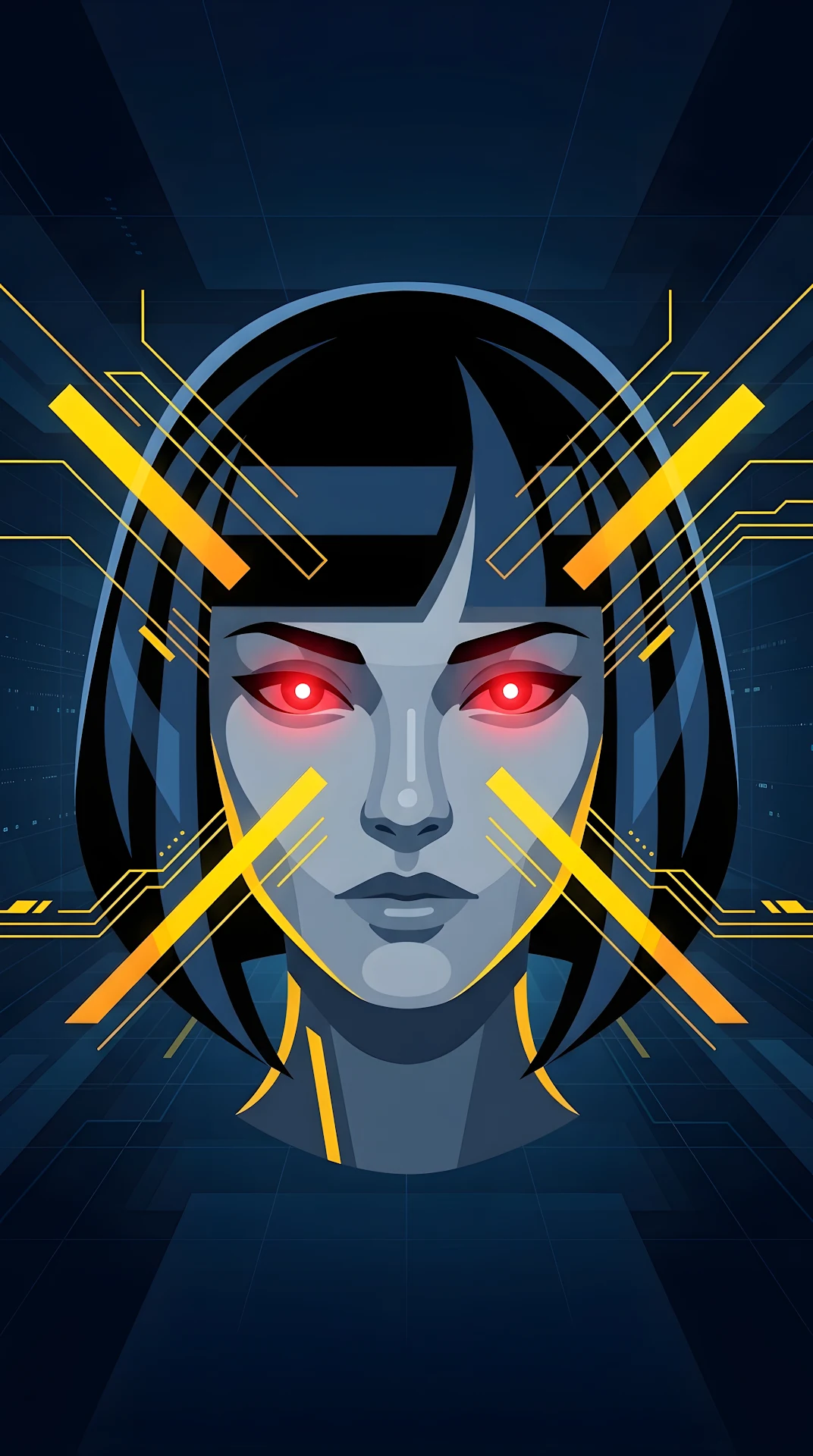 Cybernetic Woman Face Illustration - Free 4K mobile Wallpaper