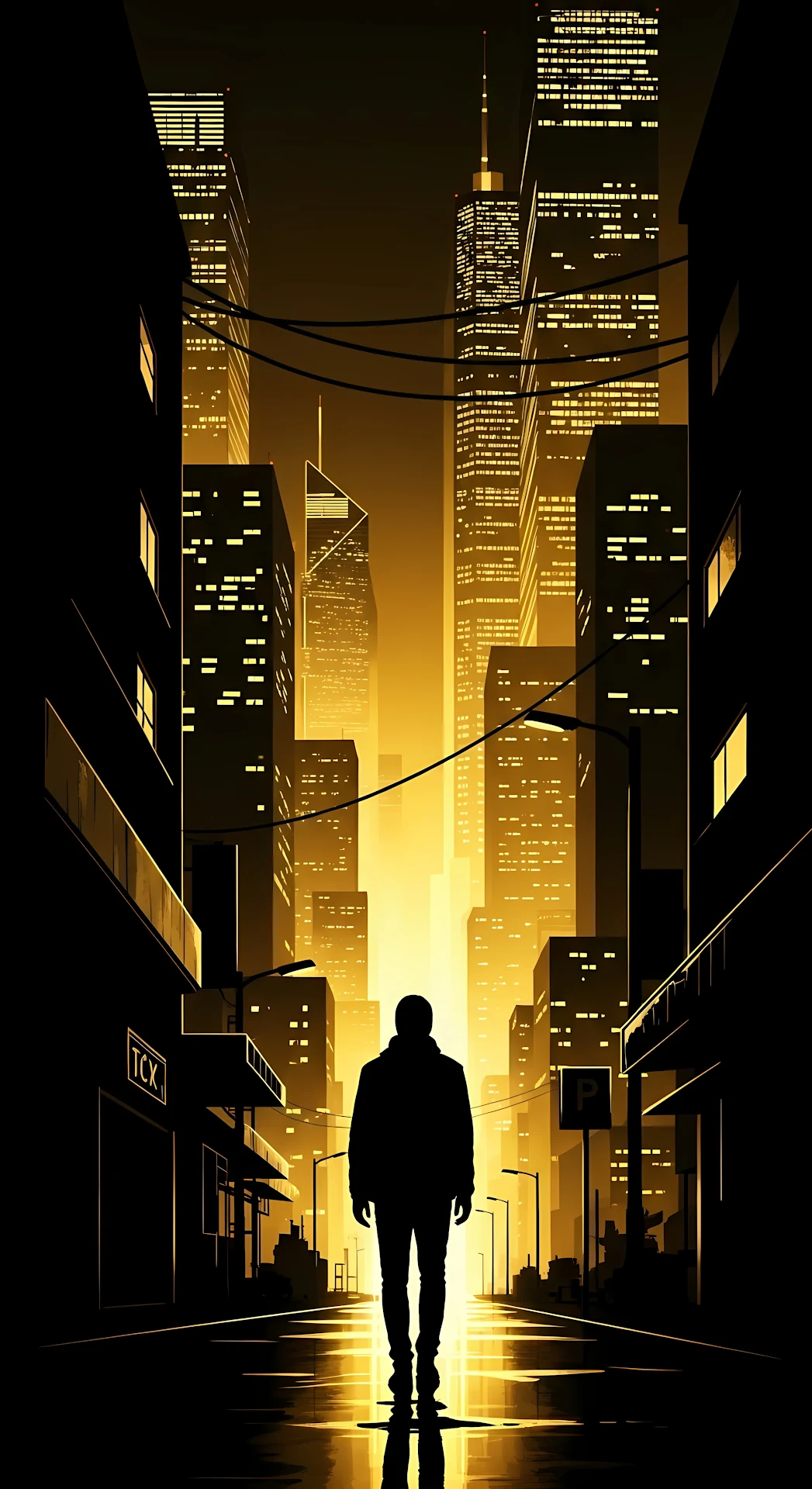 Cyberpunk City Street at Night - Free 4K mobile Wallpaper