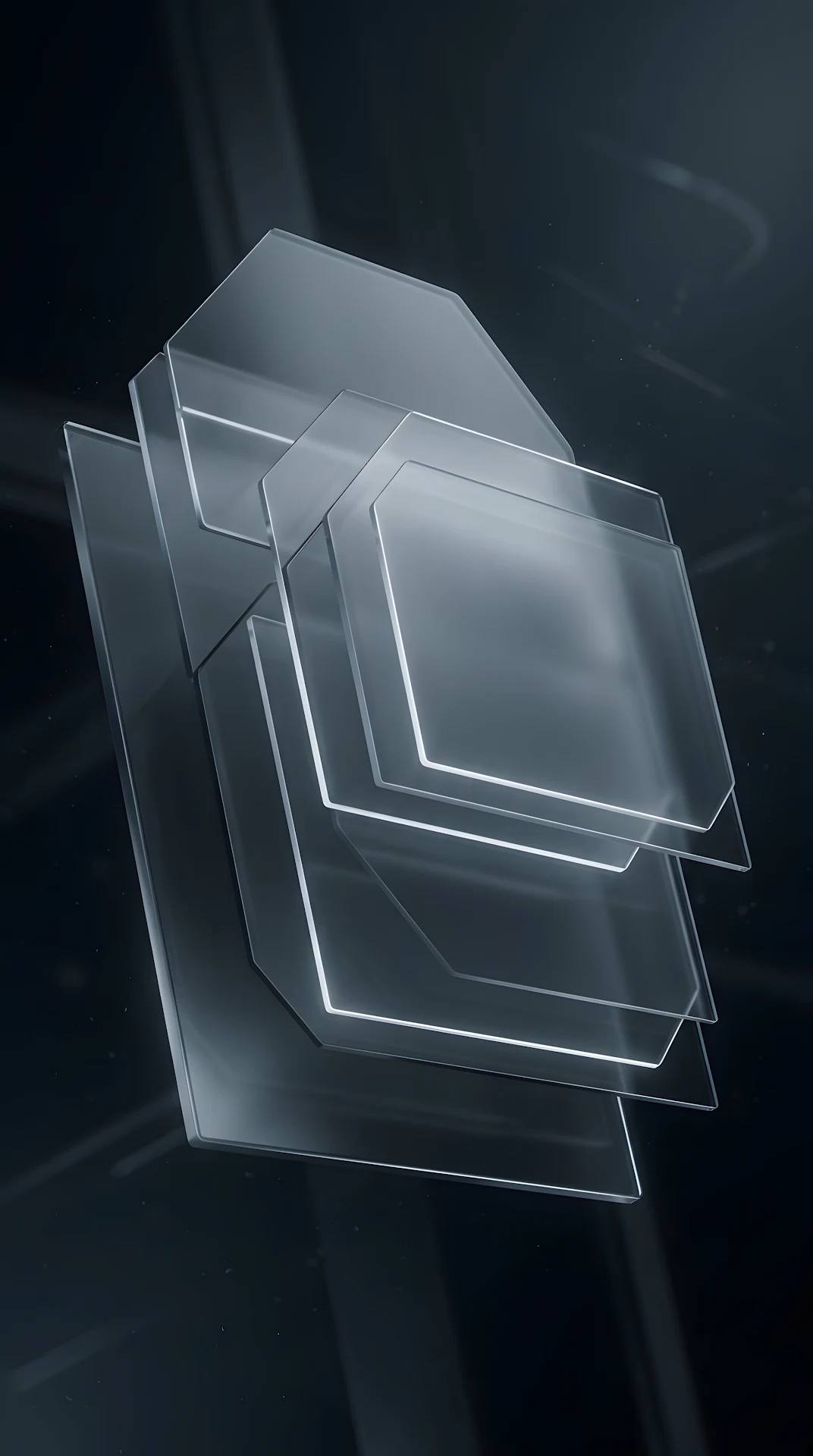 Dark Glassmorphism Stacked Panels UI Background - Free 4K mobile Wallpaper