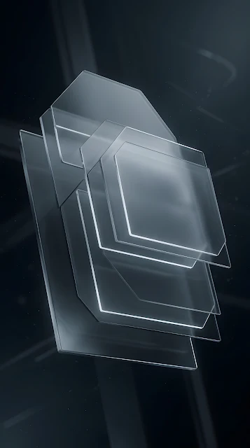 Dark Glassmorphism Stacked Panels UI Background - Free mobile Wallpaper