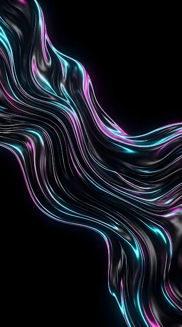 Dark Liquid Metal Neon Edge Fluid Background - Free mobile Wallpaper