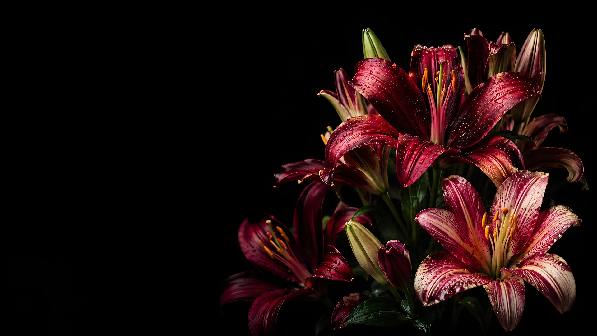 Dark Red Lilies Close Up Desktop Wallpaper - Free 4K desktop Wallpaper