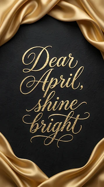 Dear April Shine Bright Gold Typography on Black Textured Background - Free mobile Wallpaper