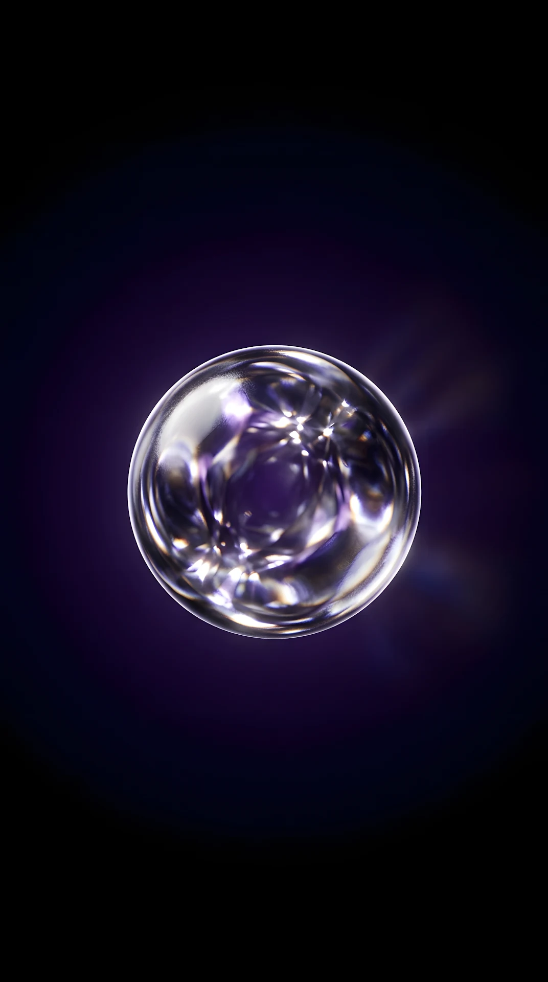 Deep Space Purple Glass Orb 3D Background - Free 4K mobile Wallpaper
