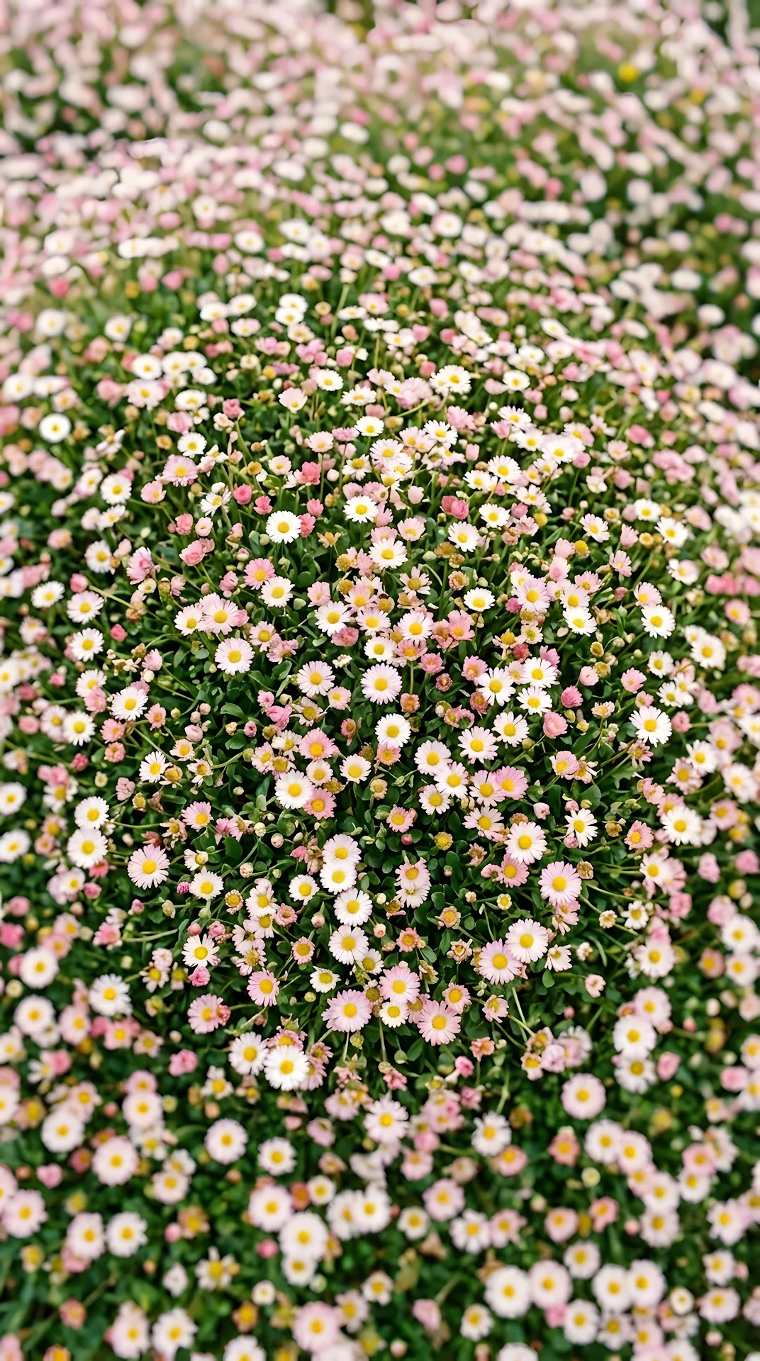 Dense Field of Pink and White Daisy Flowers - Free 4K mobile Wallpaper