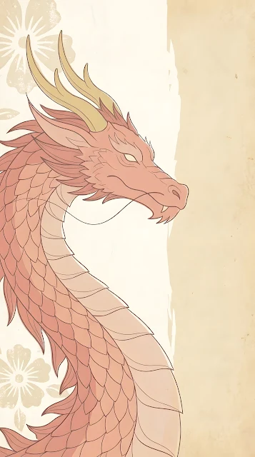 Detailed Illustration of Asian Dragon with Red Scales and Gold Horns - Free mobile Wallpaper