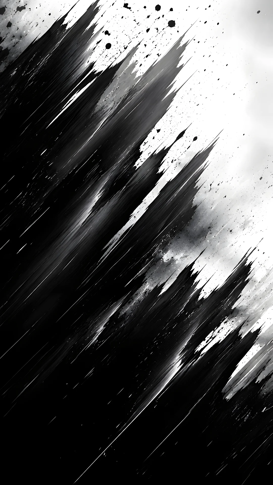 Dramatic Black and White Ink Brush Strokes Dynamic Texture - Free 4K mobile Wallpaper