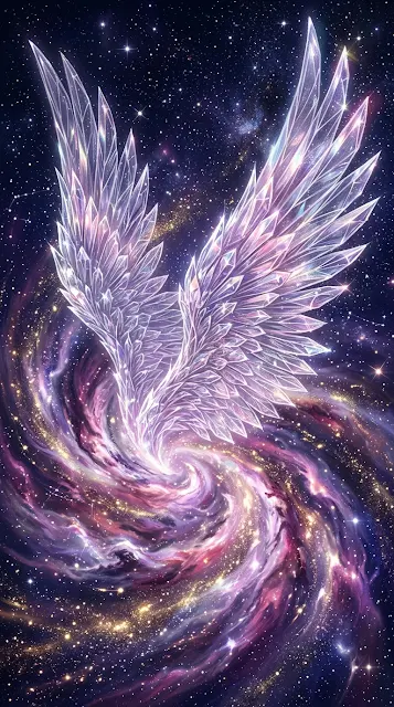 Ethereal Celestial Wings in Swirling Nebula Vortex - Free 4K & 8K mobile Wallpaper