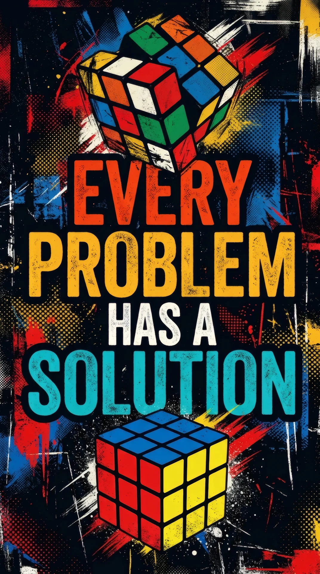 Every Problem Has A Solution Rubiks Cube AMOLED Wallpaper - Free 4K mobile Wallpaper