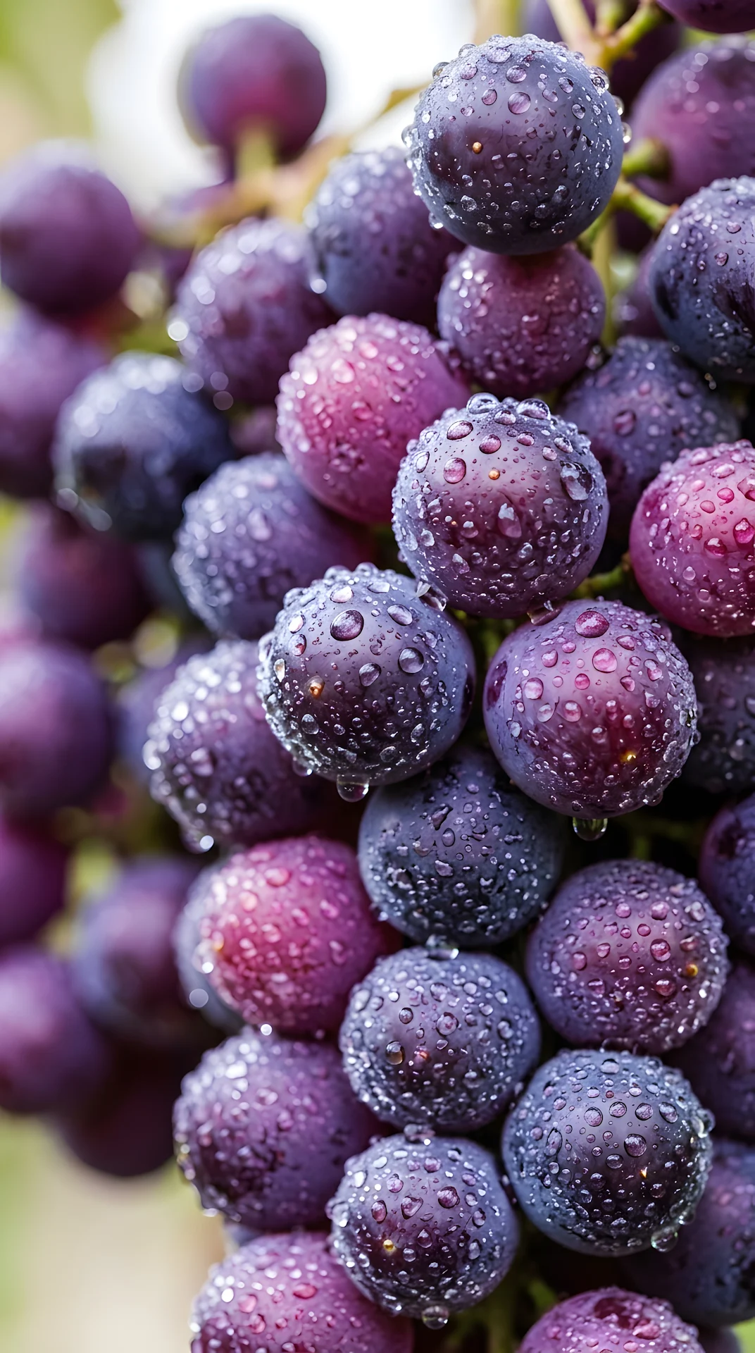 Extreme Macro of Purple Grapes with Fresh Glistening Water Droplets - Free 4K mobile Wallpaper
