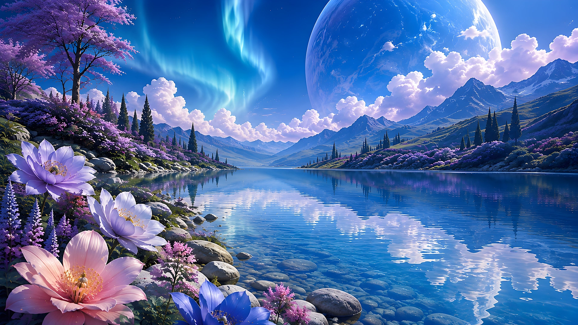 Download Fantasy Mountain Lake Aurora Borealis 4K Wallpaper in 4K UHD Fantasy Mountain Lake Aurora Borealis 4K - Free 8K and 4K desktop Wallpaper Background