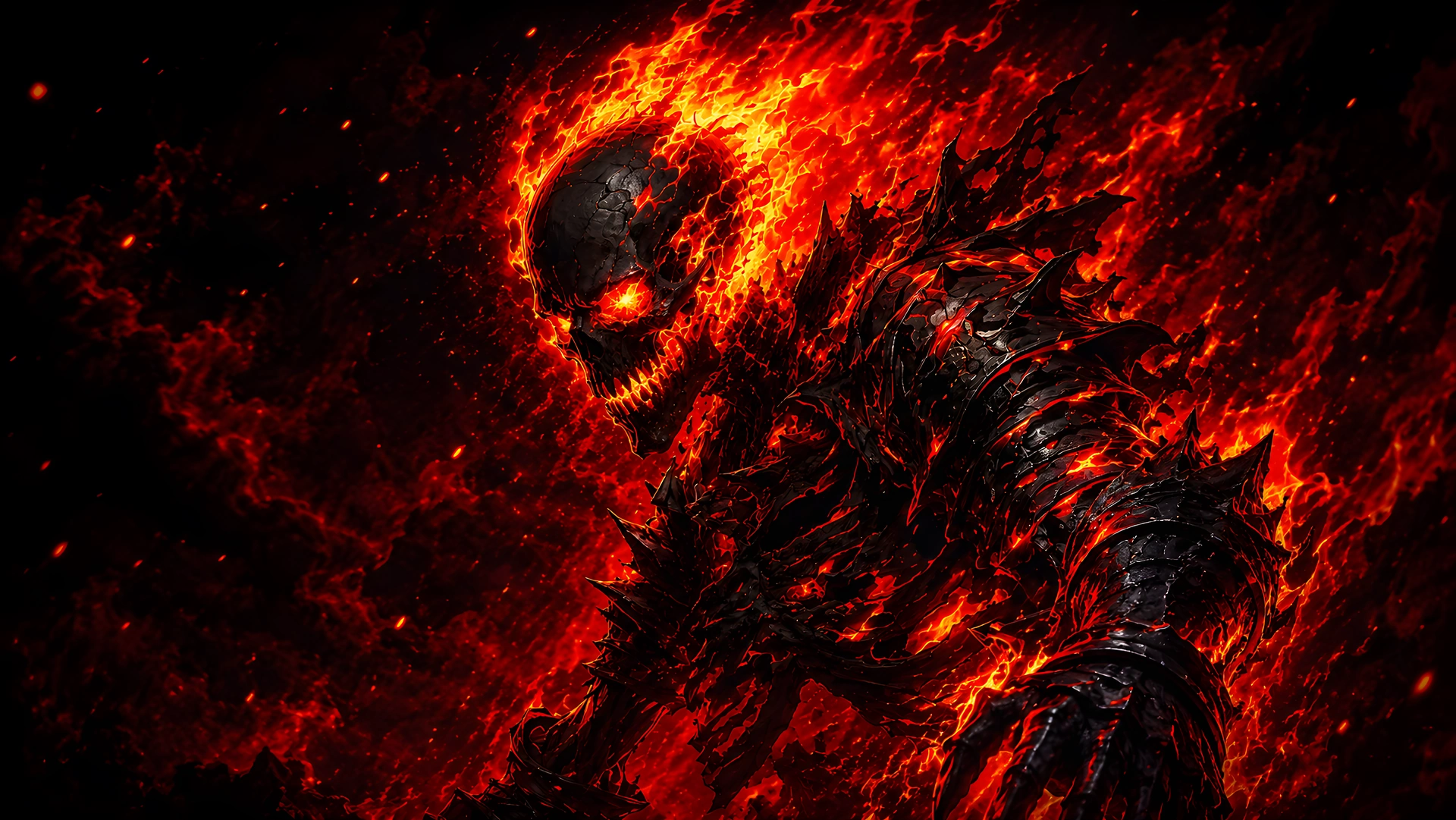 Flaming Skull Demon Knight Fiery 4K - Free 4K desktop Wallpaper