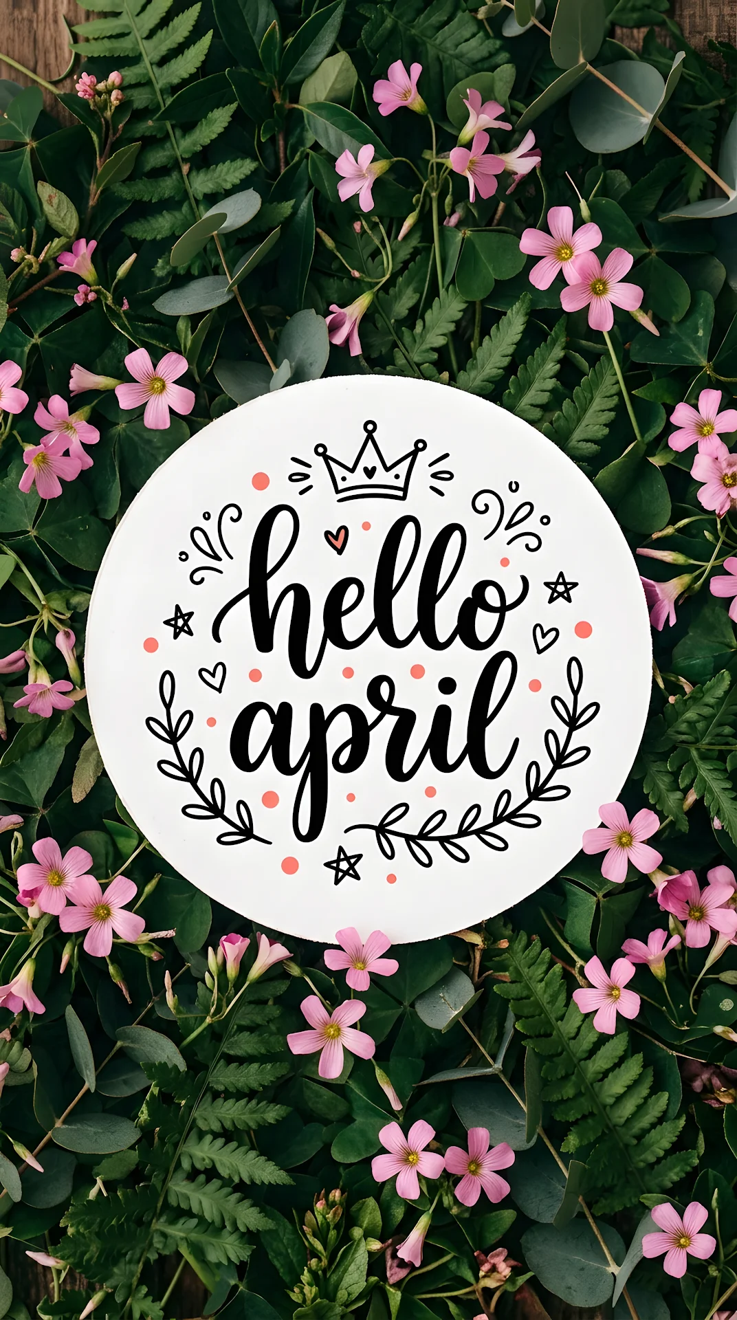 Floral Border Graphic with 'Spring is in the air' illustration - Free 4K mobile Wallpaper