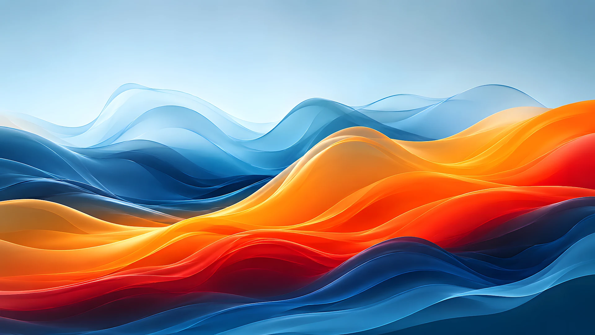 Flowing Orange and Blue Layered Abstract Waves - Free 4K desktop Wallpaper