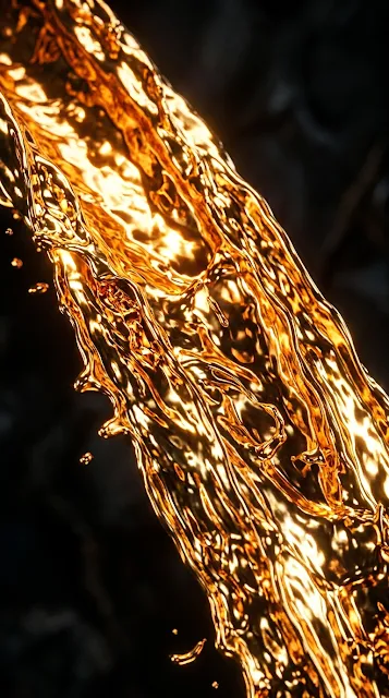 Fluid Molten Gold Abstract Waves on Deep Black - Free 4K & 8K mobile Wallpaper