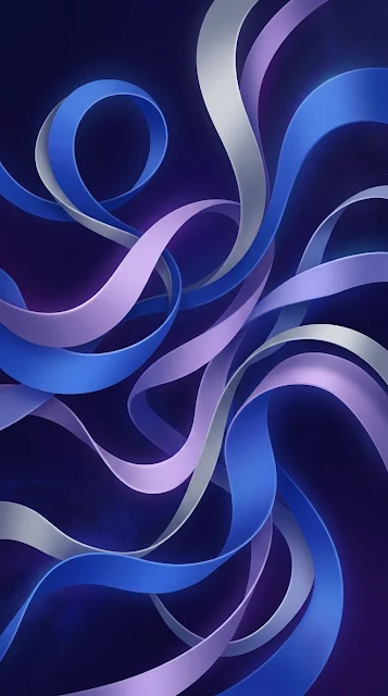 Fluid Ribbon Shapes in Soothing Blue and Lavender Gradients - Free 4K & 8K mobile Wallpaper